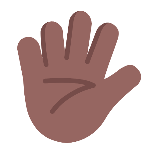 Microsoft design of the hand with fingers splayed: medium-dark skin tone emoji verson:Windows-11-23H2