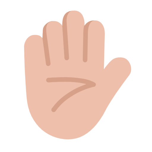 Microsoft design of the raised hand: medium-light skin tone emoji verson:Windows-11-23H2