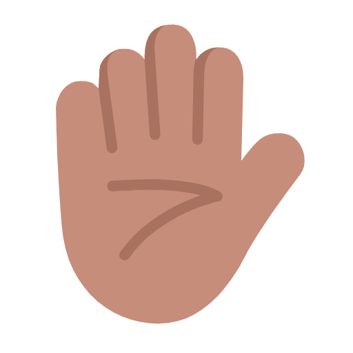 Microsoft design of the raised hand: medium skin tone emoji verson:Windows-11-23H2