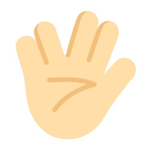 Microsoft design of the vulcan salute: light skin tone emoji verson:Windows-11-23H2