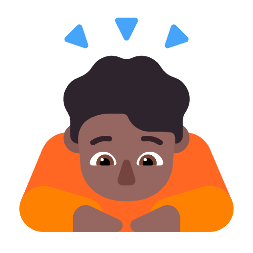 Microsoft design of the person bowing: medium-dark skin tone emoji verson:Windows-11-23H2