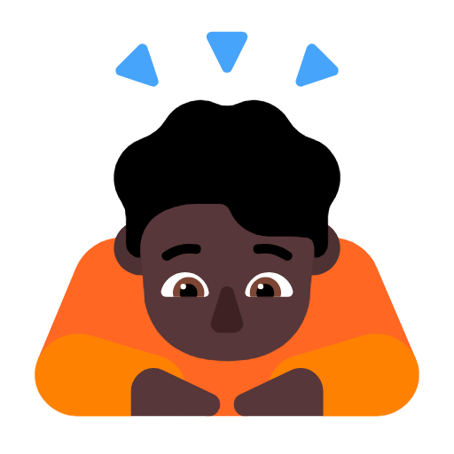 Microsoft design of the person bowing: dark skin tone emoji verson:Windows-11-23H2