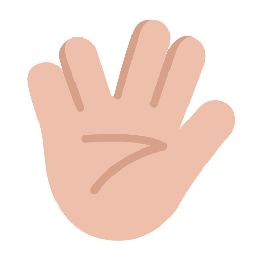 Microsoft design of the vulcan salute: medium-light skin tone emoji verson:Windows-11-23H2