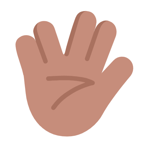 Microsoft design of the vulcan salute: medium skin tone emoji verson:Windows-11-23H2