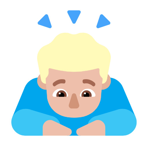 Microsoft design of the man bowing: medium-light skin tone emoji verson:Windows-11-23H2