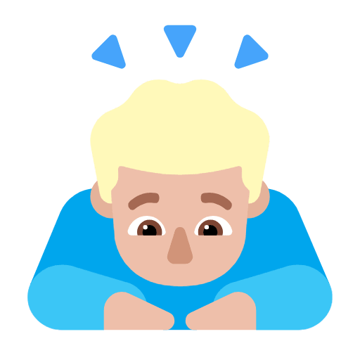 Microsoft design of the man bowing: medium-light skin tone emoji verson:Windows-11-23H2
