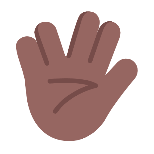 Microsoft design of the vulcan salute: medium-dark skin tone emoji verson:Windows-11-23H2