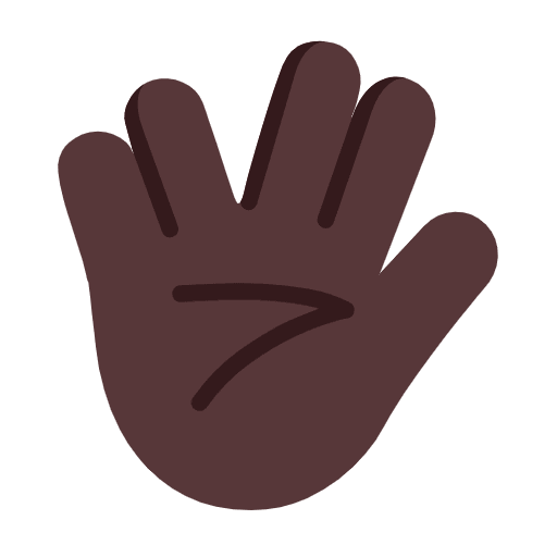 Microsoft design of the vulcan salute: dark skin tone emoji verson:Windows-11-23H2