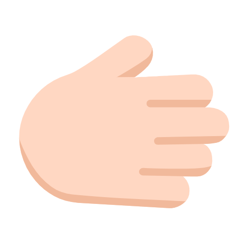 Microsoft design of the rightwards hand: light skin tone emoji verson:Windows-11-23H2