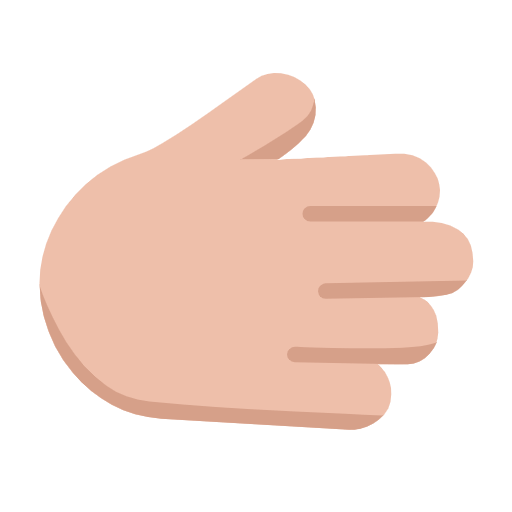 Microsoft design of the rightwards hand: medium-light skin tone emoji verson:Windows-11-23H2