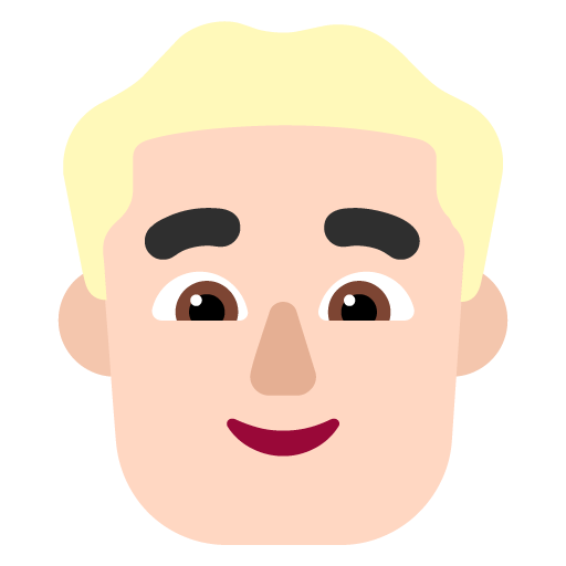 Microsoft design of the man: light skin tone blond hair emoji verson:Windows-11-22H2