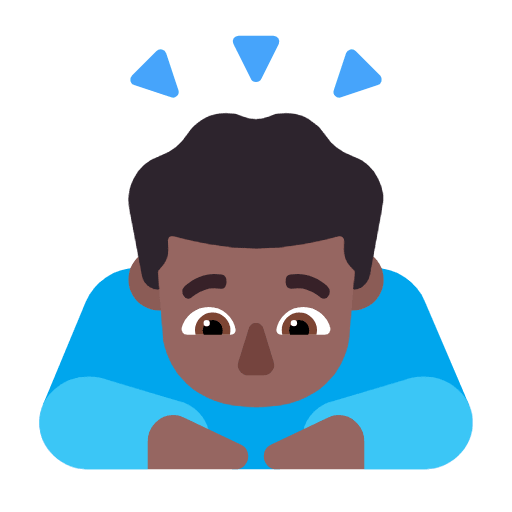 Microsoft design of the man bowing: medium-dark skin tone emoji verson:Windows-11-23H2