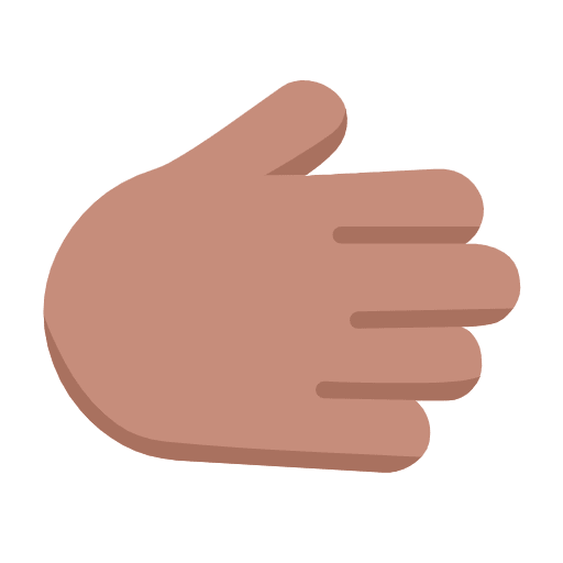 Microsoft design of the rightwards hand: medium skin tone emoji verson:Windows-11-23H2