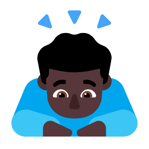 Microsoft design of the man bowing: dark skin tone emoji verson:Windows-11-23H2