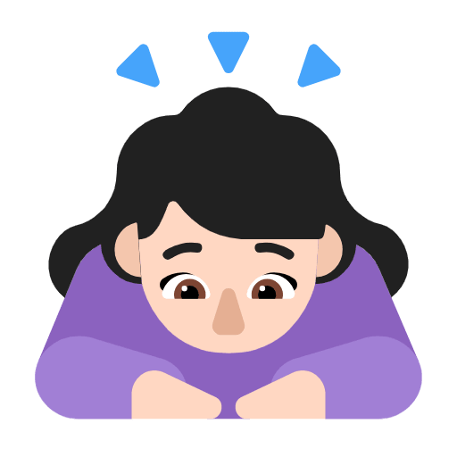Microsoft design of the woman bowing: light skin tone emoji verson:Windows-11-23H2