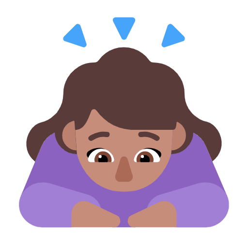 Microsoft design of the woman bowing: medium skin tone emoji verson:Windows-11-23H2