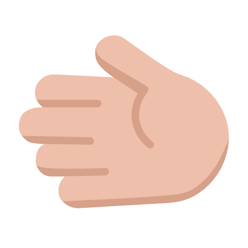 Microsoft design of the leftwards hand: medium-light skin tone emoji verson:Windows-11-23H2
