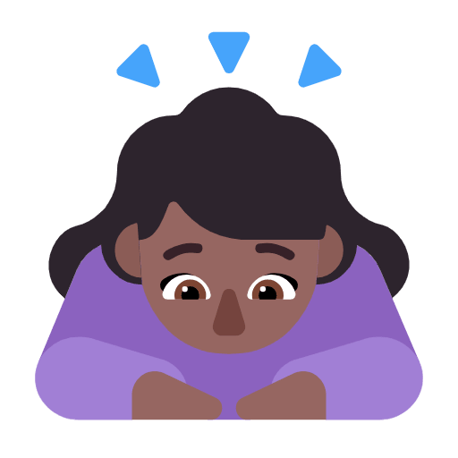 Microsoft design of the woman bowing: medium-dark skin tone emoji verson:Windows-11-23H2