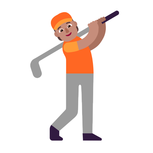 Microsoft design of the person golfing: medium skin tone emoji verson:Windows-11-23H2