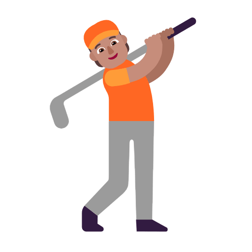 Microsoft design of the person golfing: medium skin tone emoji verson:Windows-11-23H2