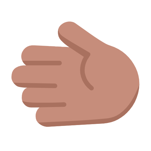 Microsoft design of the leftwards hand: medium skin tone emoji verson:Windows-11-23H2