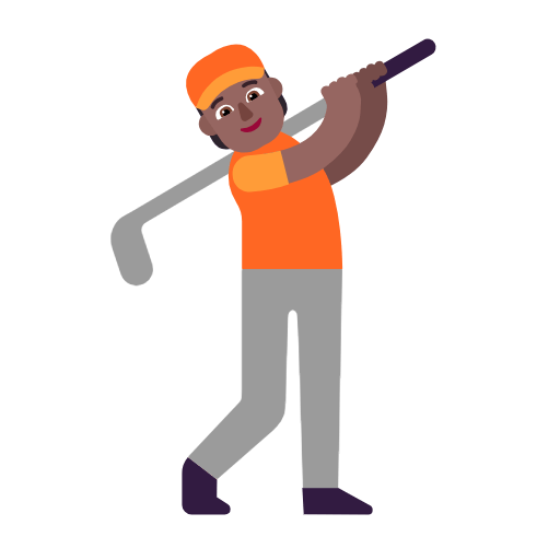 Microsoft design of the person golfing: medium-dark skin tone emoji verson:Windows-11-23H2