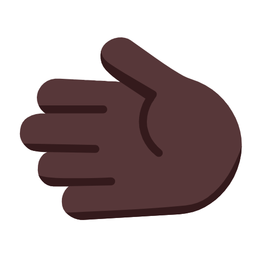 Microsoft design of the leftwards hand: dark skin tone emoji verson:Windows-11-23H2