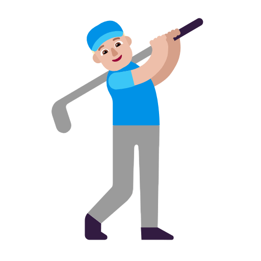 Microsoft design of the man golfing: medium-light skin tone emoji verson:Windows-11-23H2