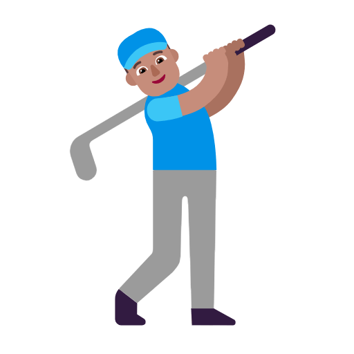 Microsoft design of the man golfing: medium skin tone emoji verson:Windows-11-23H2