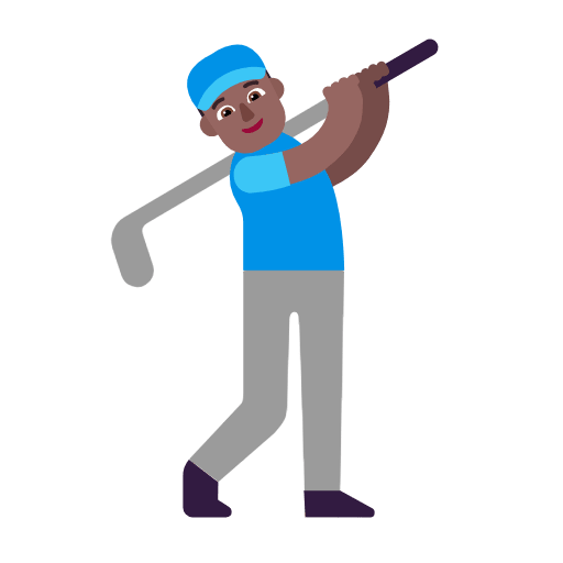 Microsoft design of the man golfing: medium-dark skin tone emoji verson:Windows-11-23H2