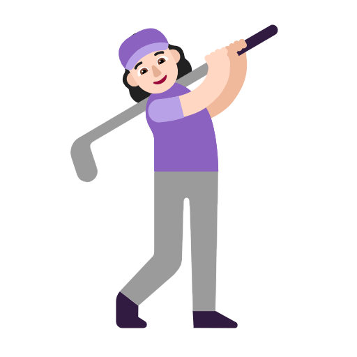 Microsoft design of the woman golfing: light skin tone emoji verson:Windows-11-23H2