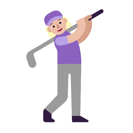 Microsoft design of the woman golfing: medium-light skin tone emoji verson:Windows-11-23H2