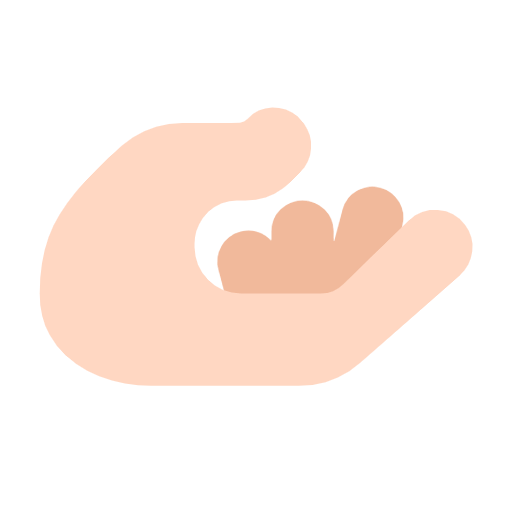 Microsoft design of the palm up hand: light skin tone emoji verson:Windows-11-23H2