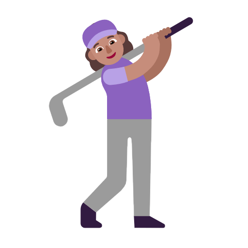 Microsoft design of the woman golfing: medium skin tone emoji verson:Windows-11-23H2