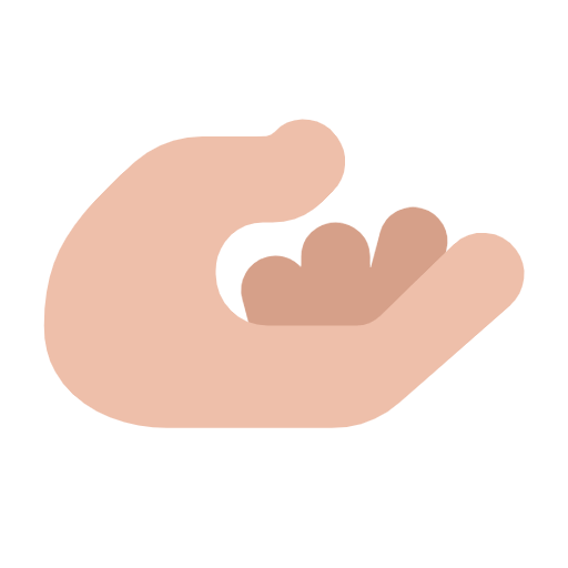 Microsoft design of the palm up hand: medium-light skin tone emoji verson:Windows-11-23H2