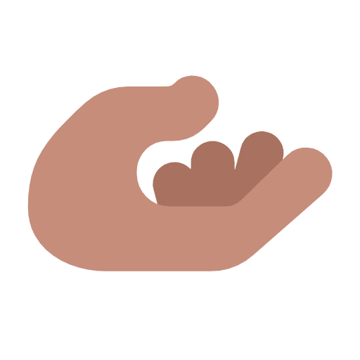 Microsoft design of the palm up hand: medium skin tone emoji verson:Windows-11-23H2