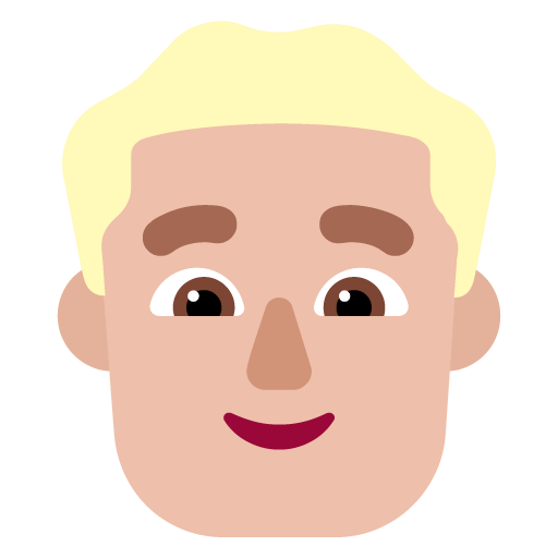 Microsoft design of the man: medium-light skin tone blond hair emoji verson:Windows-11-22H2