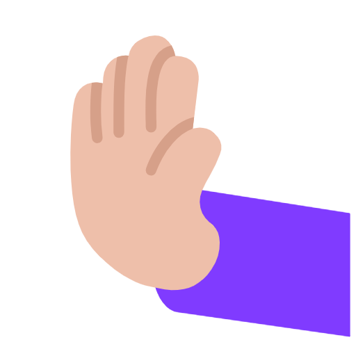 Microsoft design of the leftwards pushing hand: medium-light skin tone emoji verson:Windows-11-23H2