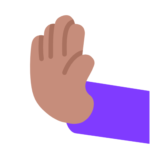 Microsoft design of the leftwards pushing hand: medium skin tone emoji verson:Windows-11-23H2