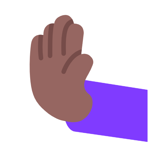 Microsoft design of the leftwards pushing hand: medium-dark skin tone emoji verson:Windows-11-23H2