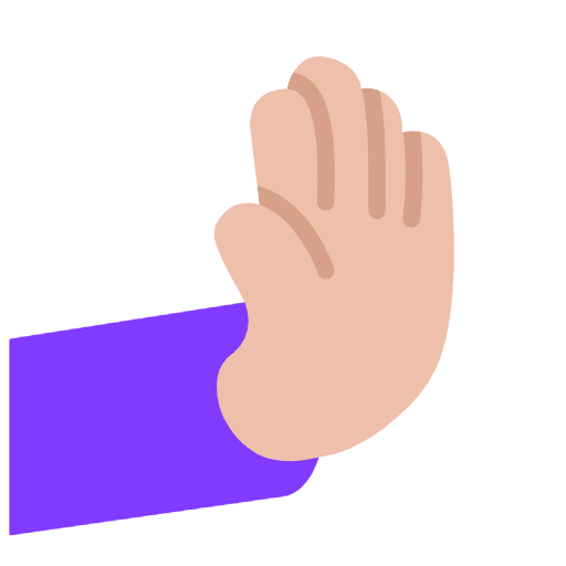 Microsoft design of the rightwards pushing hand: medium-light skin tone emoji verson:Windows-11-23H2