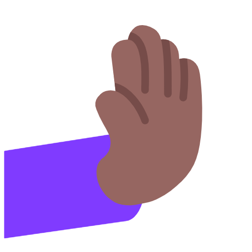 Microsoft design of the rightwards pushing hand: medium-dark skin tone emoji verson:Windows-11-23H2