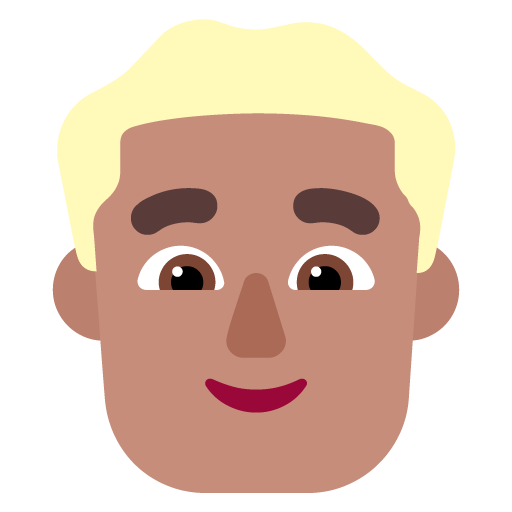 Microsoft design of the man: medium skin tone blond hair emoji verson:Windows-11-22H2
