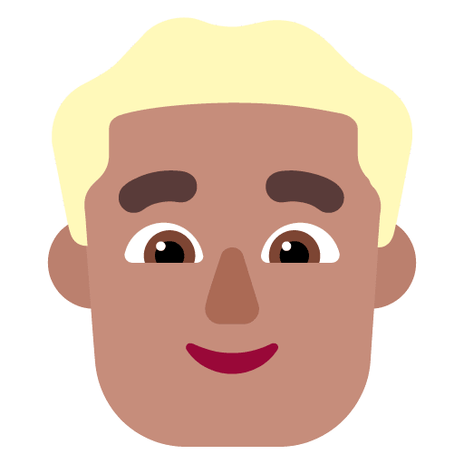 Microsoft design of the man: medium skin tone blond hair emoji verson:Windows-11-22H2