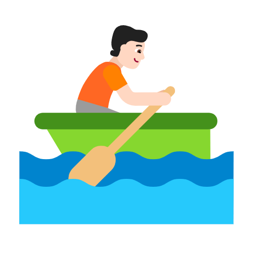 Microsoft design of the person rowing boat: light skin tone emoji verson:Windows-11-23H2