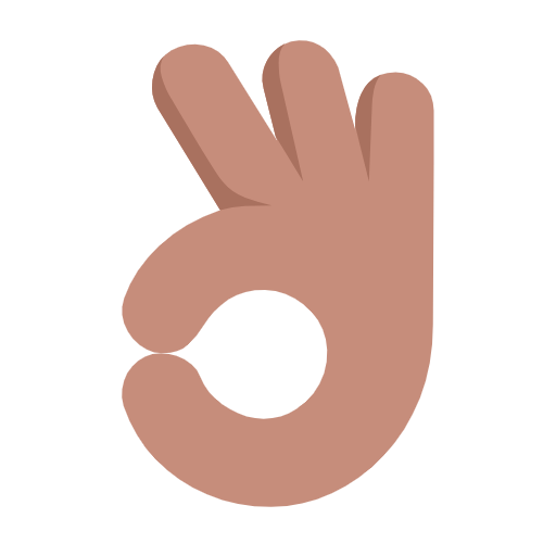 Microsoft design of the OK hand: medium skin tone emoji verson:Windows-11-23H2