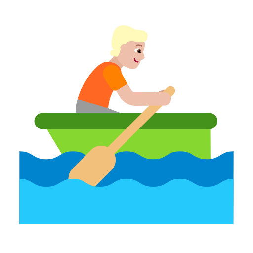 Microsoft design of the person rowing boat: medium-light skin tone emoji verson:Windows-11-23H2