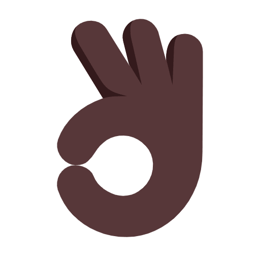 Microsoft design of the OK hand: dark skin tone emoji verson:Windows-11-23H2