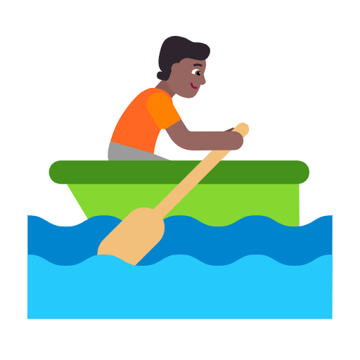 Microsoft design of the person rowing boat: medium-dark skin tone emoji verson:Windows-11-23H2