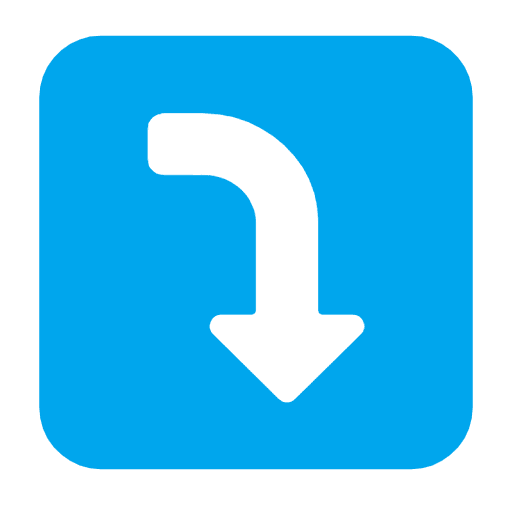 Microsoft design of the right arrow curving down emoji verson:Windows-11-23H2